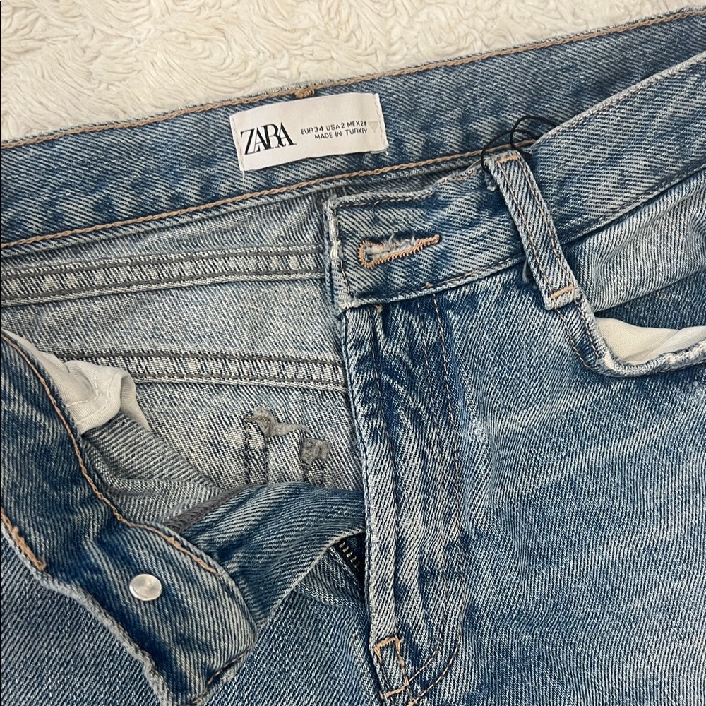 Zara Blue Patchwork Flare Jeans - image 8